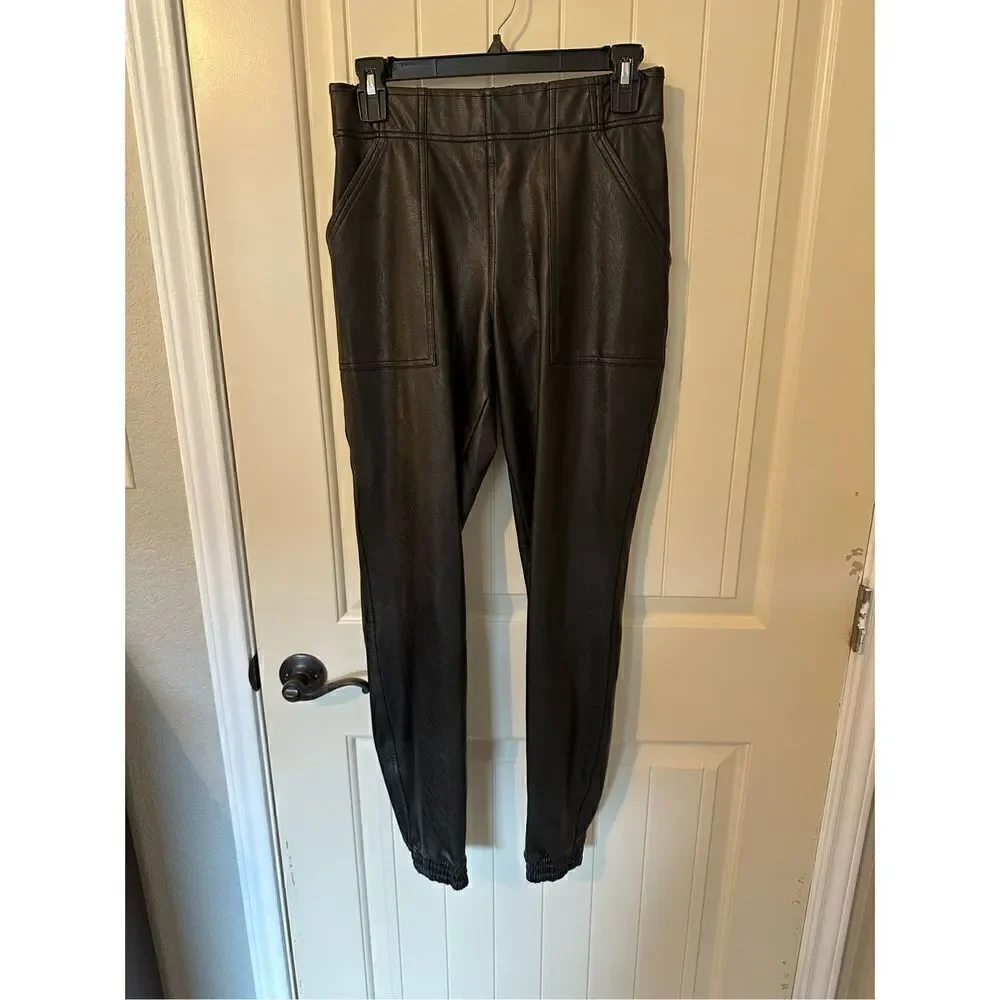 Spanx Leather Jogger Pull On Black Women’s Pants Size S - Picture 1 of 9